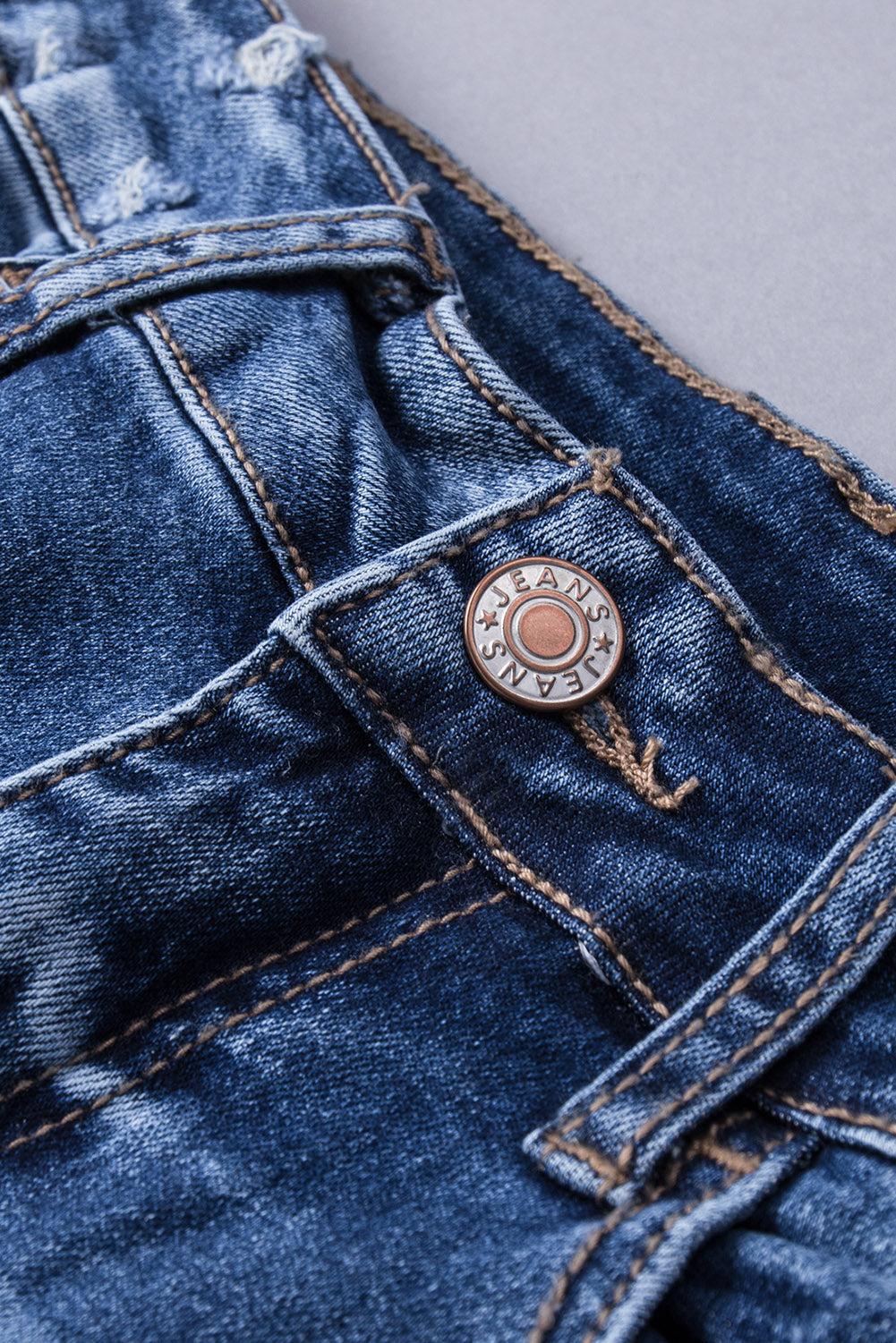 Dark Blue Ripped Raw Hem High Waist Flare Jeans - The Daily Makeover