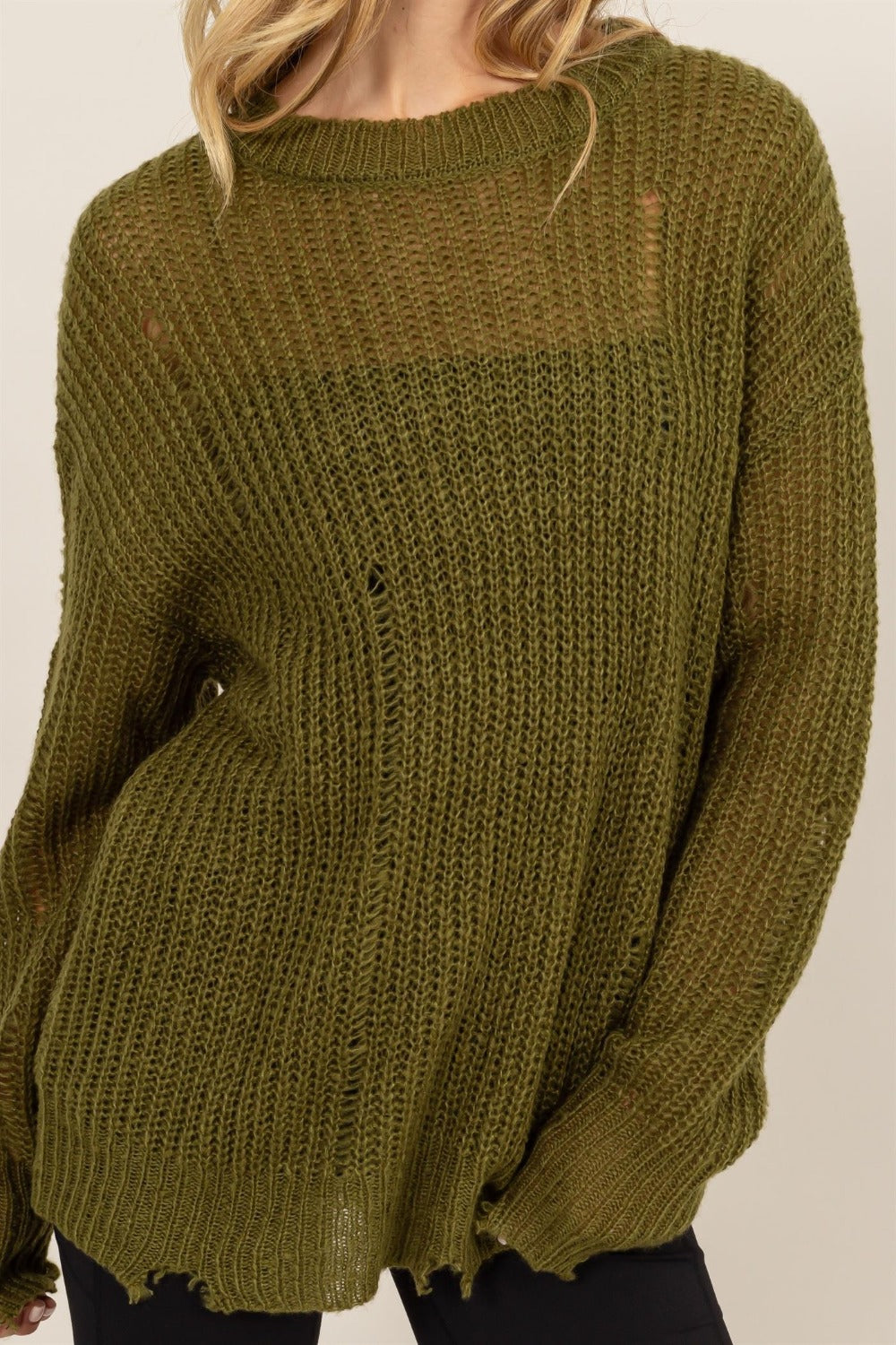 HYFVE Distressed Long Sleeve Knit Top - The Daily Makeover