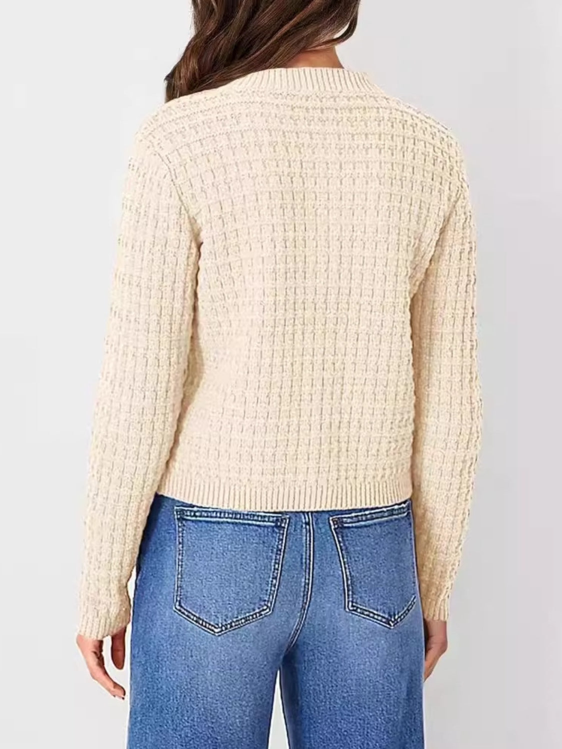 Button Up Round Neck Long Sleeve Cardigan - The Daily Makeover