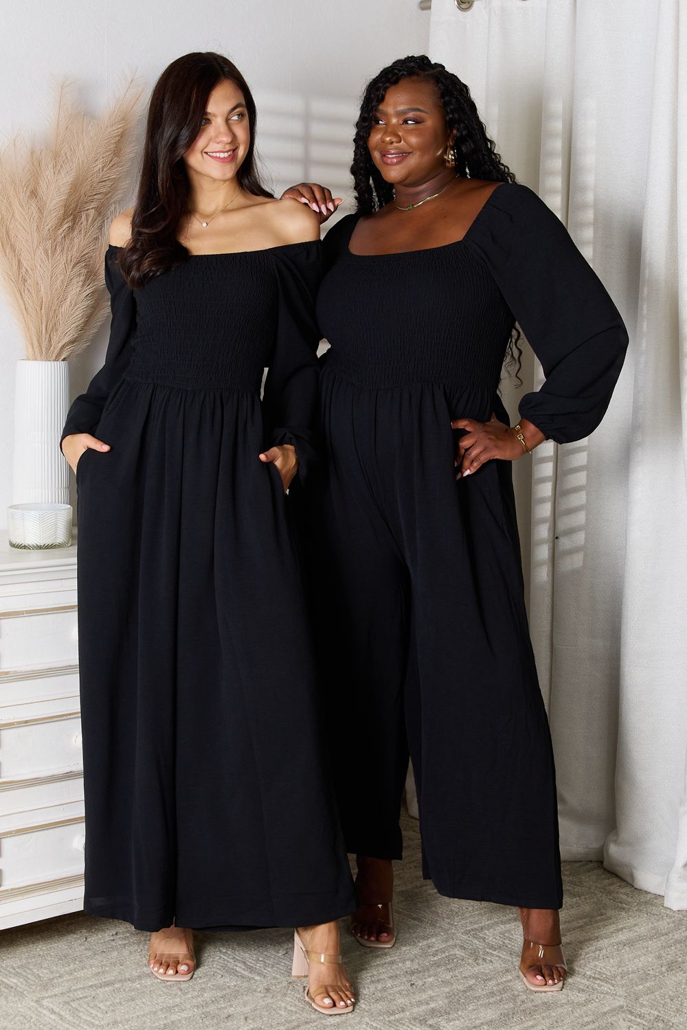 Double Take Square Neck Jumpsuit with Pockets - The Daily Makeover