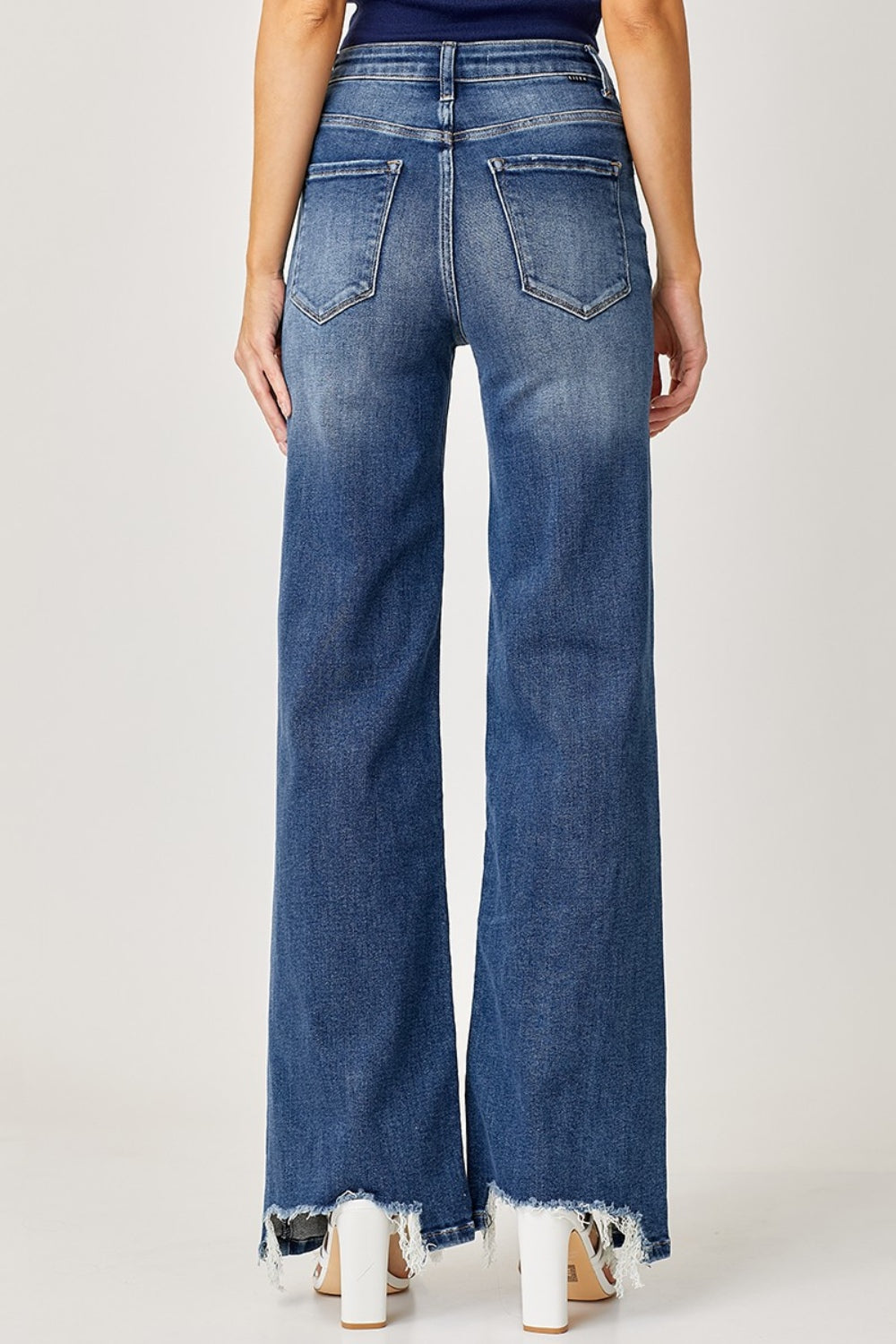Full Size High Rise Frayed Hem Wide Leg Jeans - The Daily Makeover