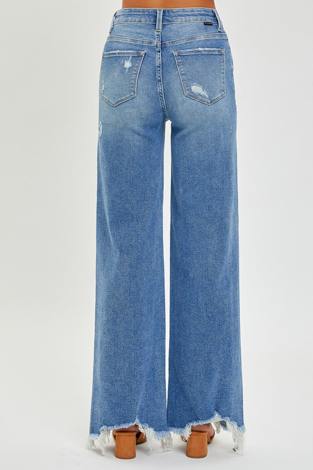 Full Size High Rise Frayed Hem Wide Leg Jeans - The Daily Makeover