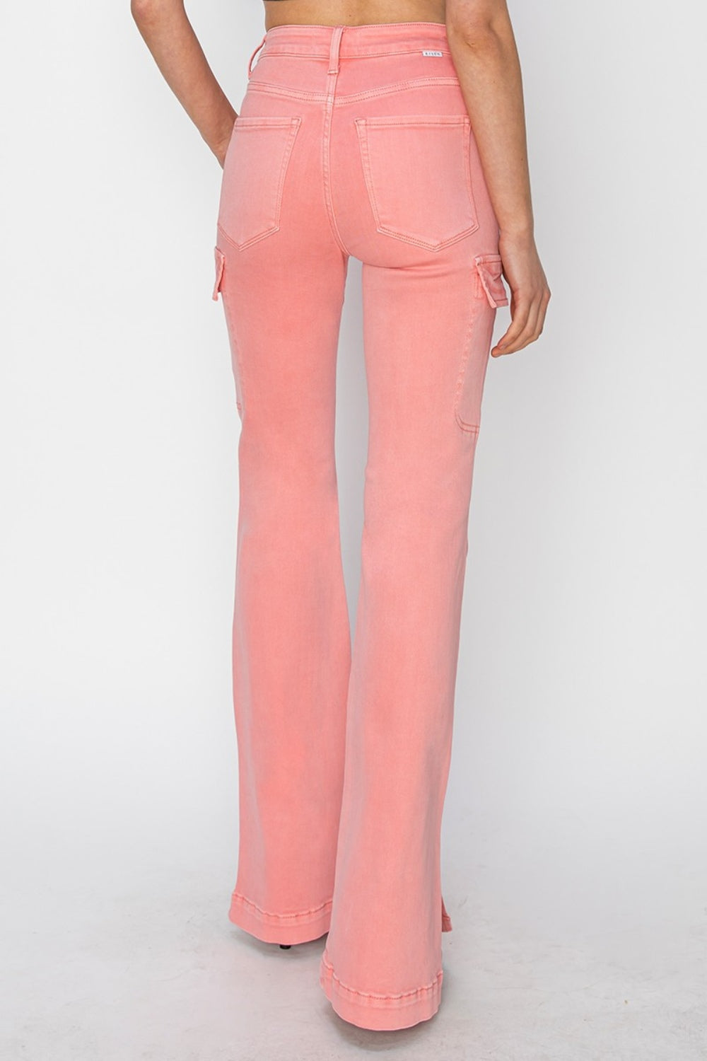 RISEN Full Size High Rise Side Slit Cargo Bootcut Jeans - The Daily Makeover