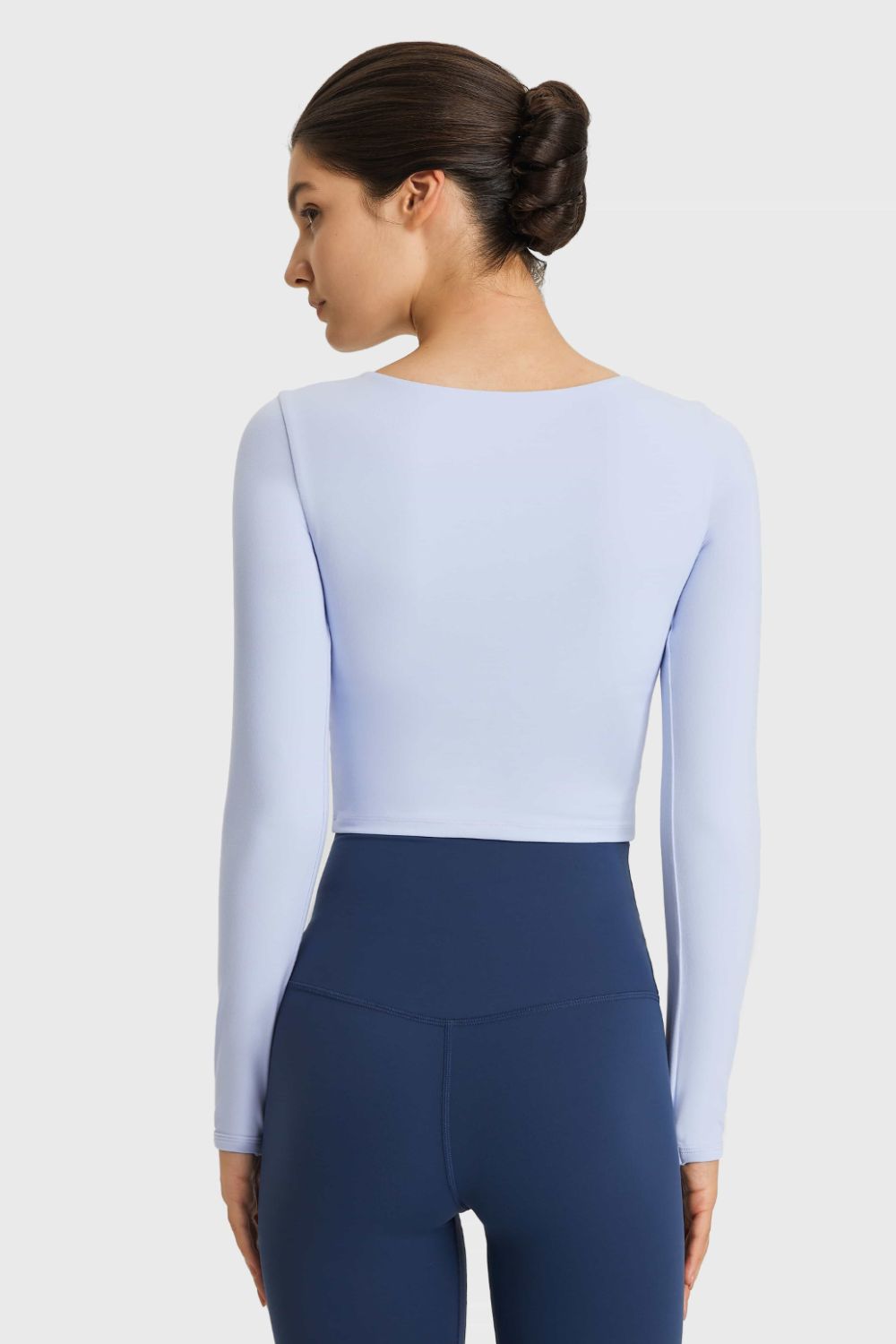Cutout Long Sleeve Cropped Sports Top - The Daily Makeover