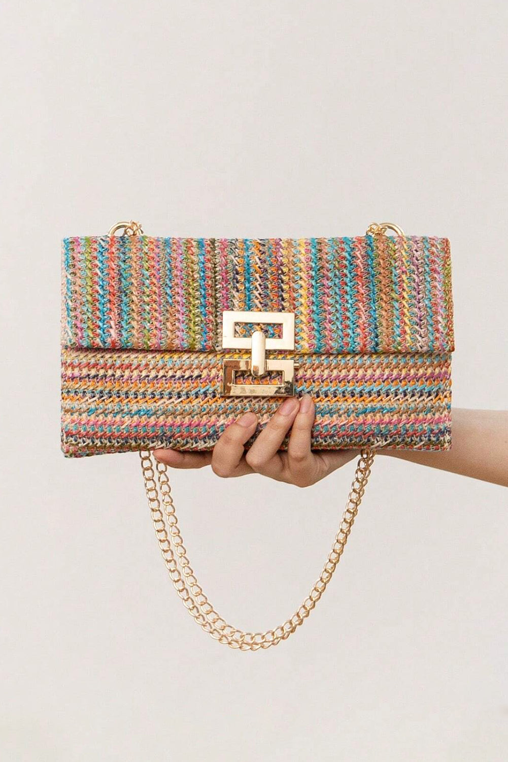Beige Minimalist Braided Flap Chain Strap Shoulder Bag - The Daily Makeover
