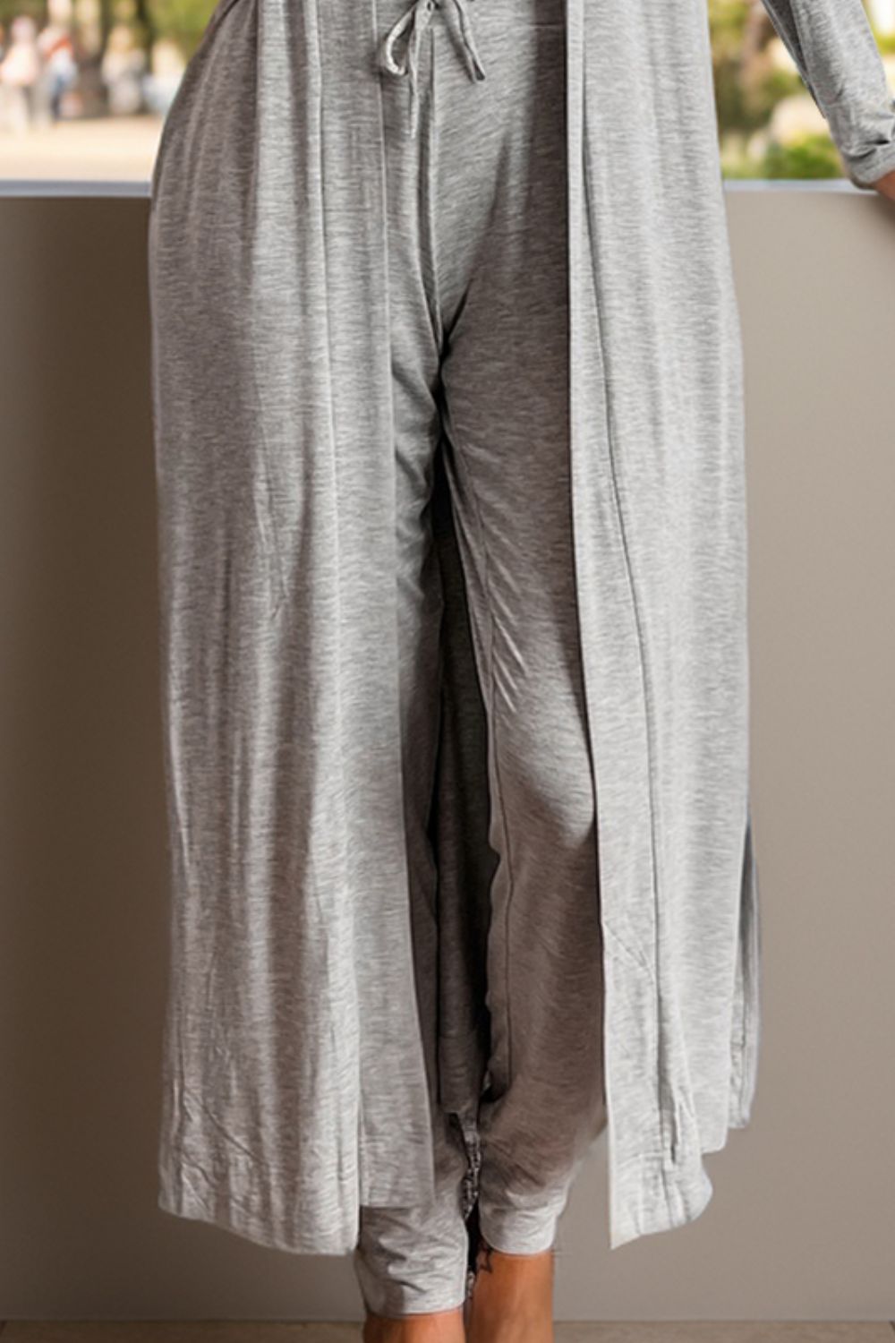 Open Front Long Sleeve Cardigan and Pants Lounge Set - The Daily Makeover