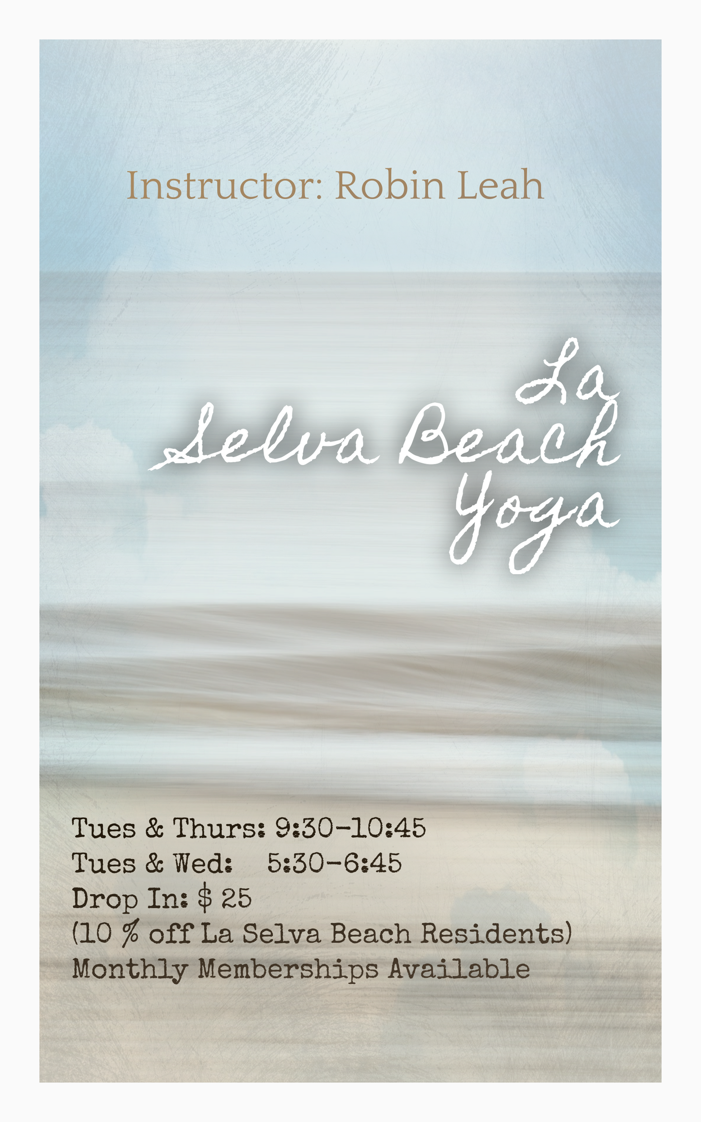 Thursday Morning  Drop In Yoga Class 9:30-10:45 at La Selva Beach Community Center