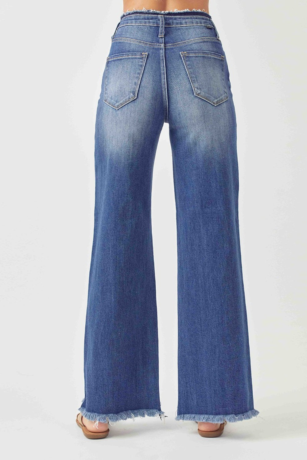 High Waist Raw Hem Wide Leg Jeans - The Daily Makeover