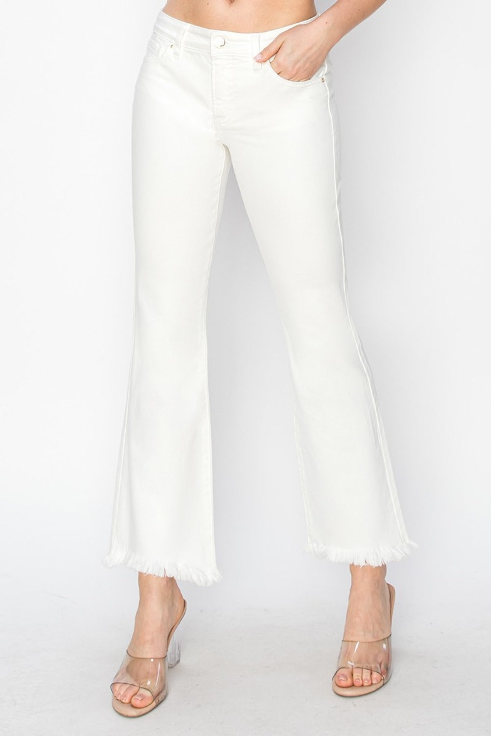 RISEN Full Size Tummy Control Crop Flare Step Hem Pants - The Daily Makeover