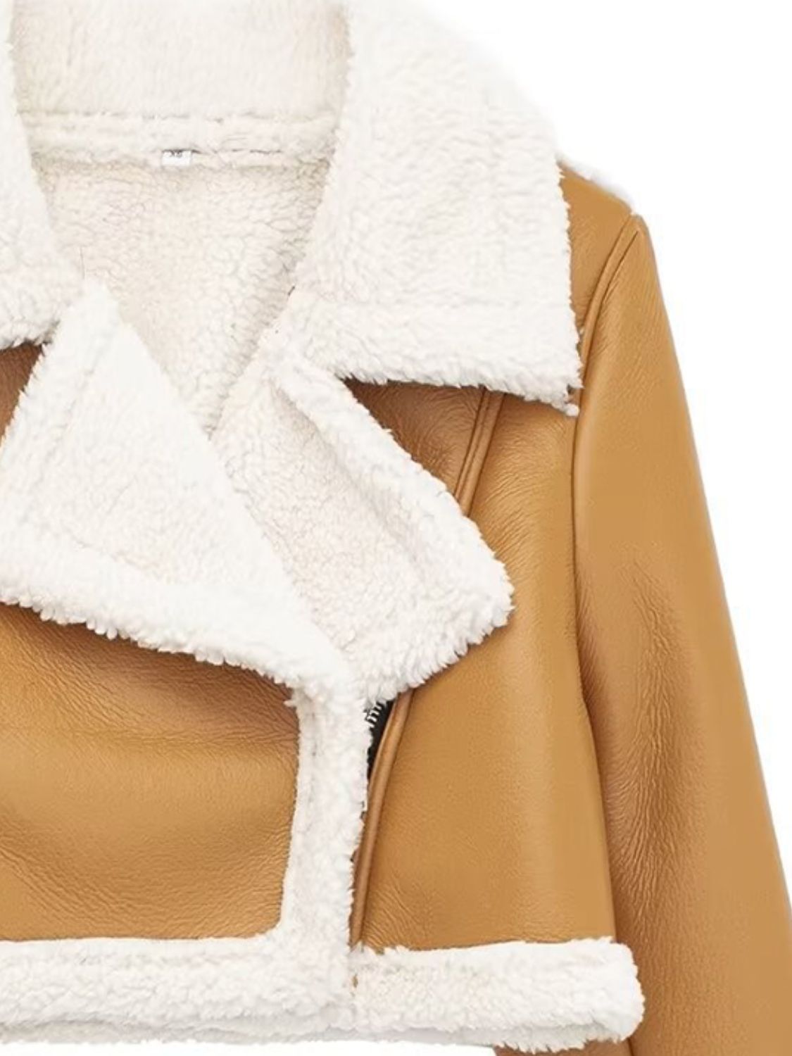 Collared Neck Long Sleeve Plush Cropped Jacket - The Daily Makeover