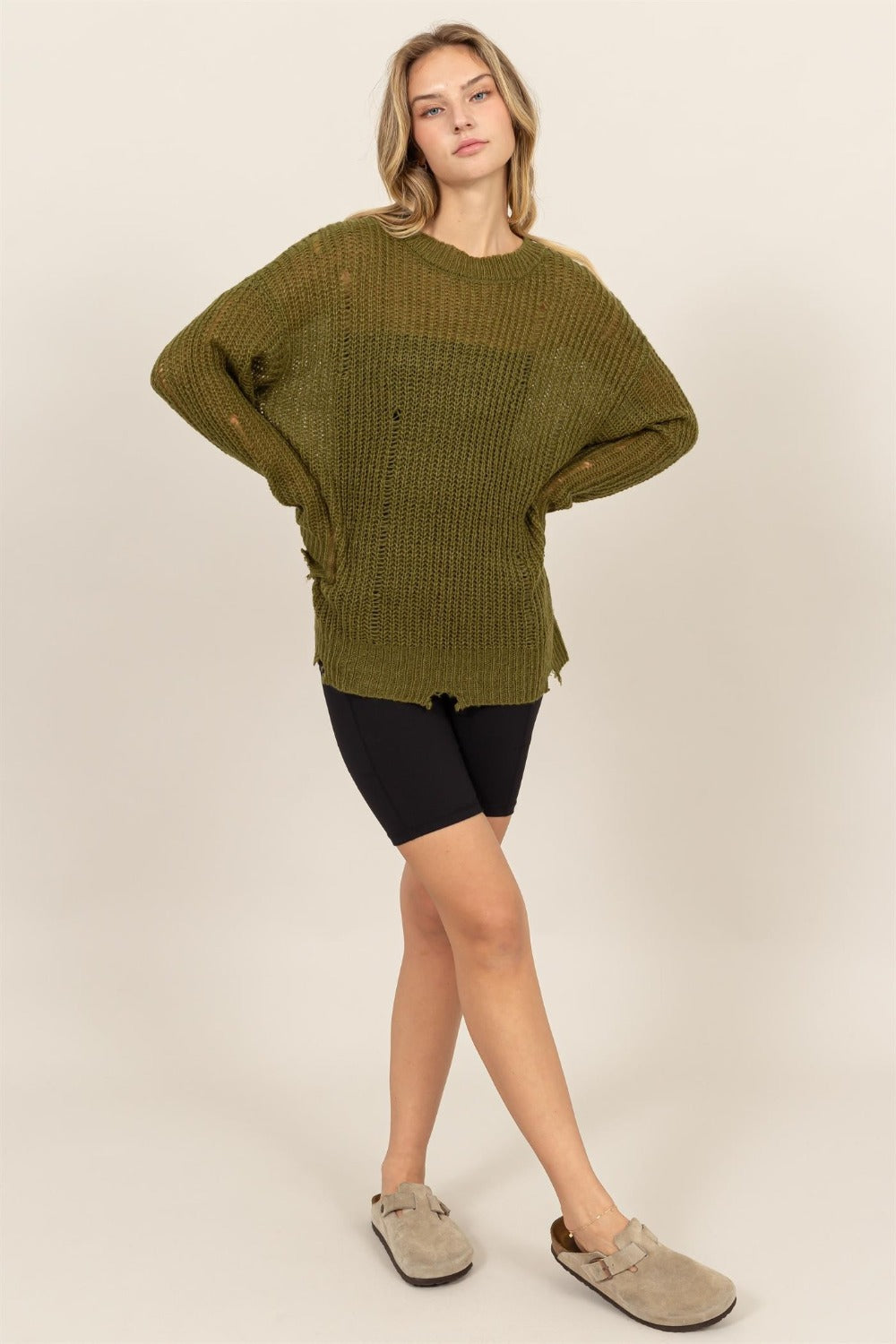 HYFVE Distressed Long Sleeve Knit Top - The Daily Makeover