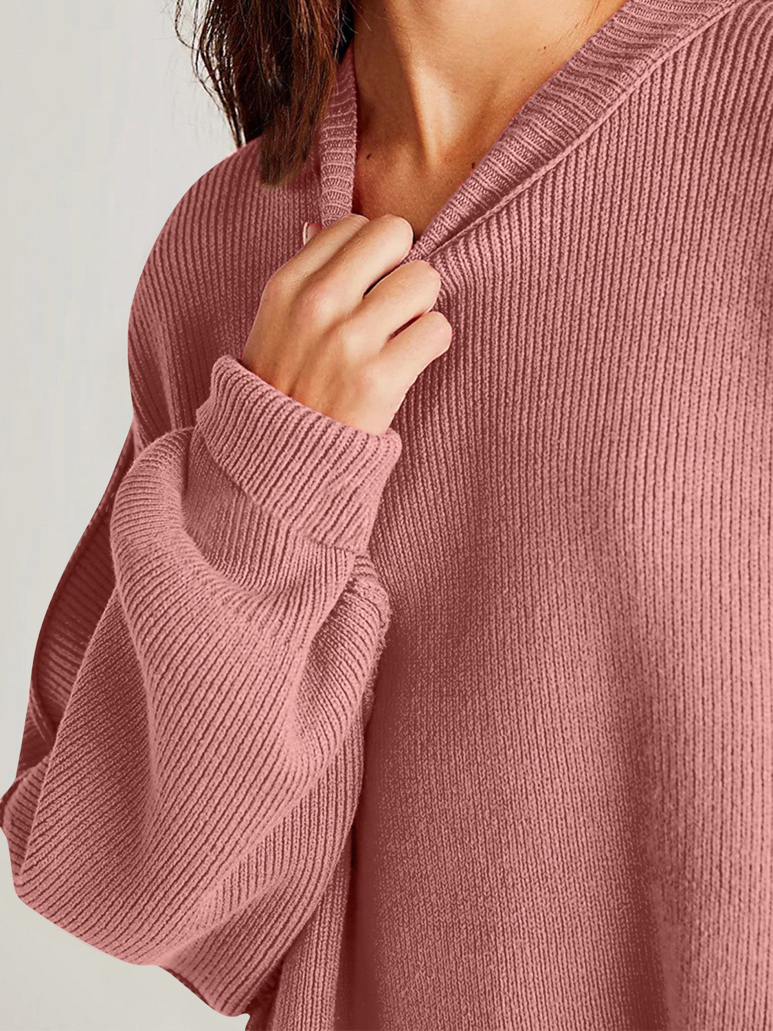 Double Take Side Slit Round Neck Long Sleeve Sweater - The Daily Makeover