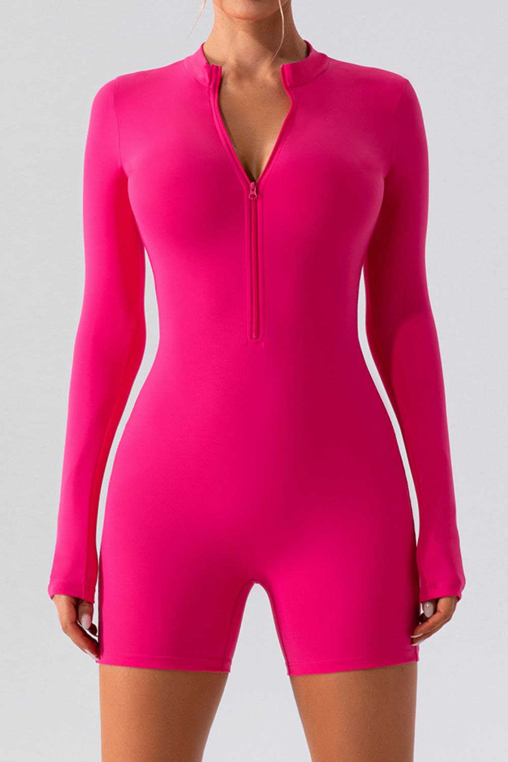 Half Zip Long Sleeve Active Romper - The Daily Makeover