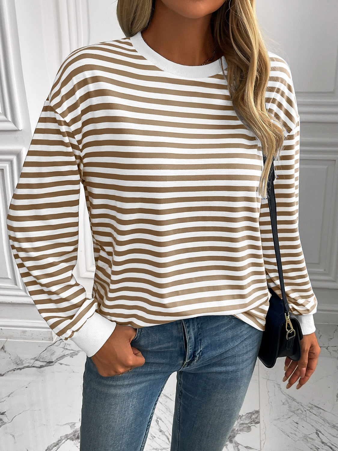 Ivy Lane Striped Round Neck Long Sleeve Sweatshirt - The Daily Makeover