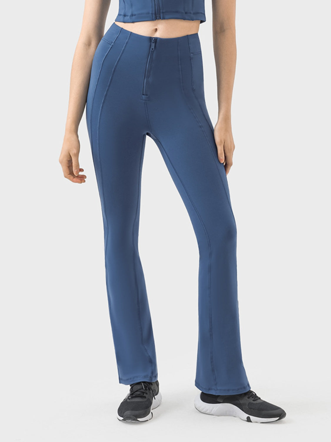 Millennia Zipper Detail High Waist Active Pants - The Daily Makeover