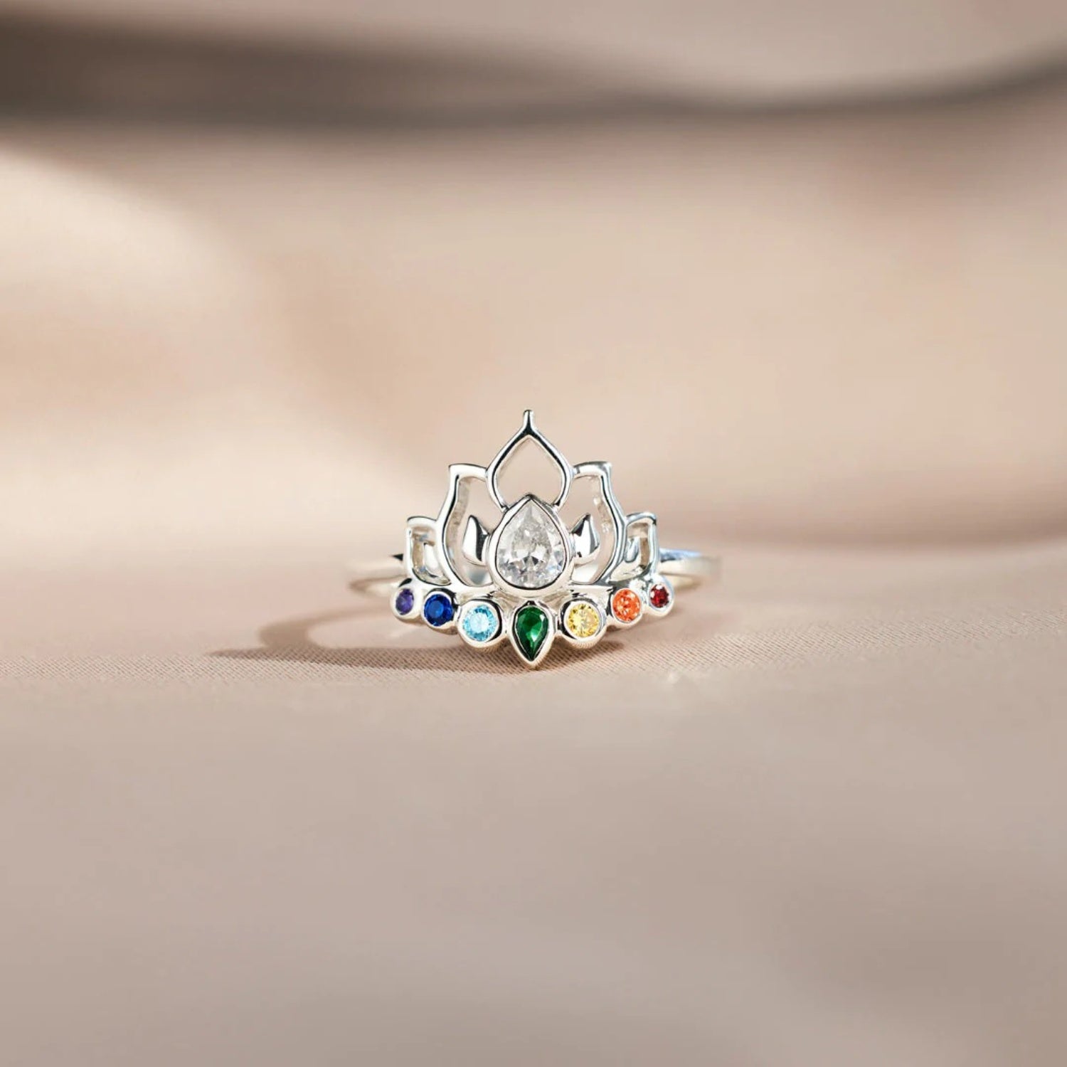 925 Sterling Silver Inlaid Zircon Lotus Shape Ring - The Daily Makeover