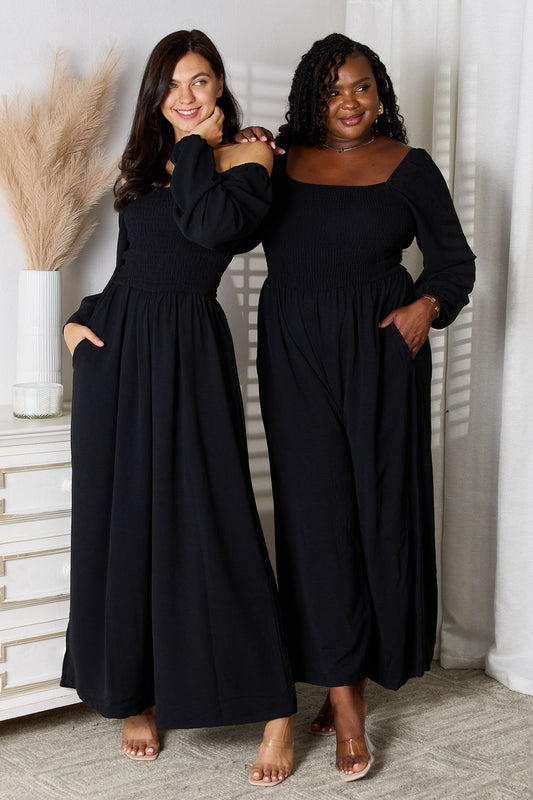 Double Take Square Neck Jumpsuit with Pockets - The Daily Makeover