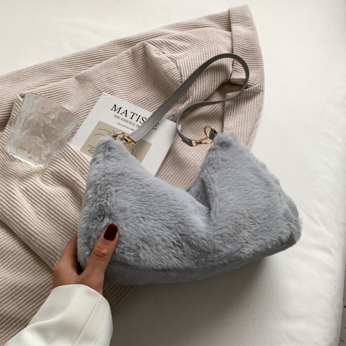 Faux Fur Removable Strap Shoulder Bag - The Daily Makeover