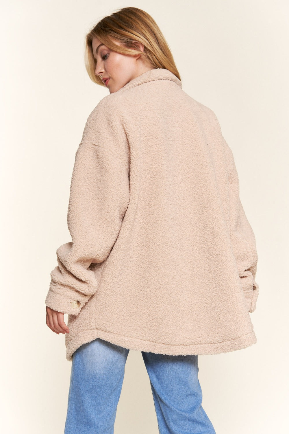 And The Why Teddy Sherpa Button Down Curved Hem Shacket - The Daily Makeover