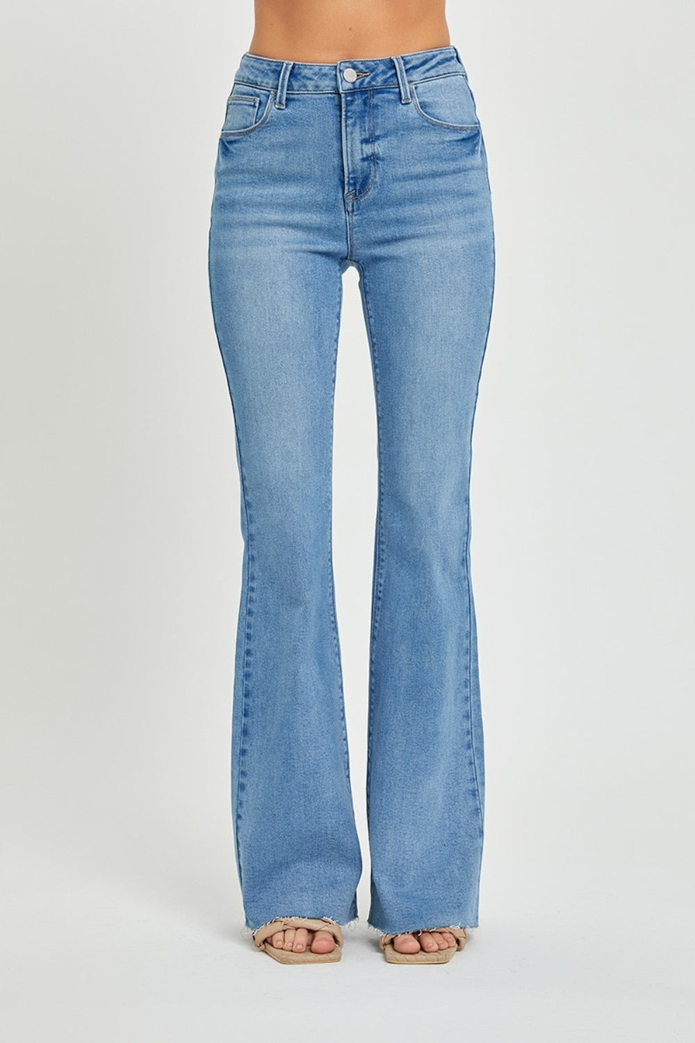 RISEN Full Size High Rise Raw Cut Hem Bootcut Jeans - The Daily Makeover
