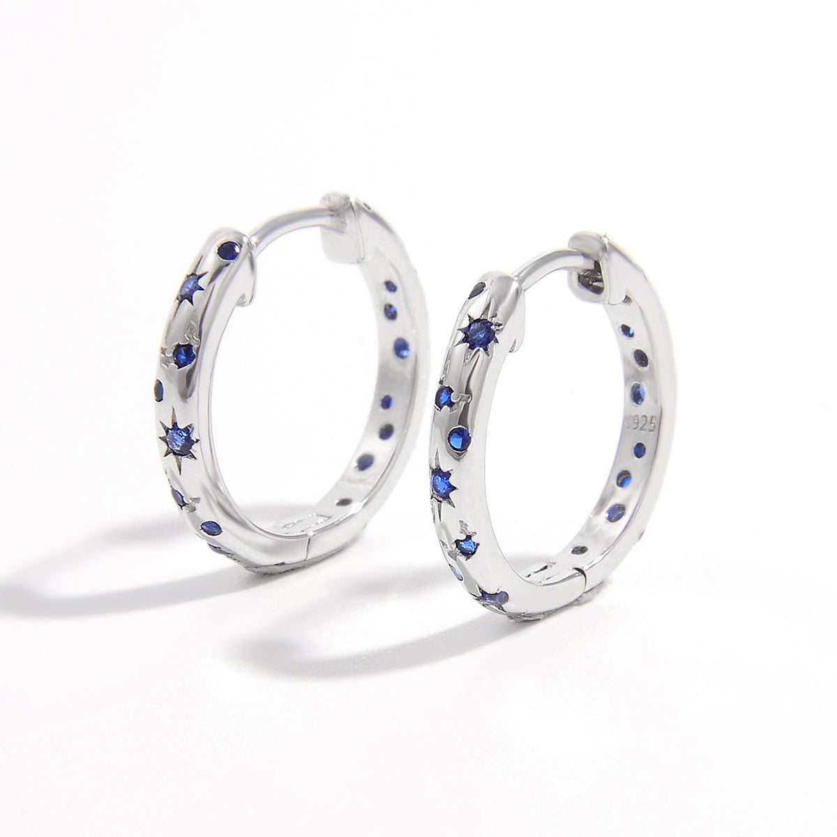 925 Sterling Silver Inlaid Zircon Huggie Earrings - The Daily Makeover