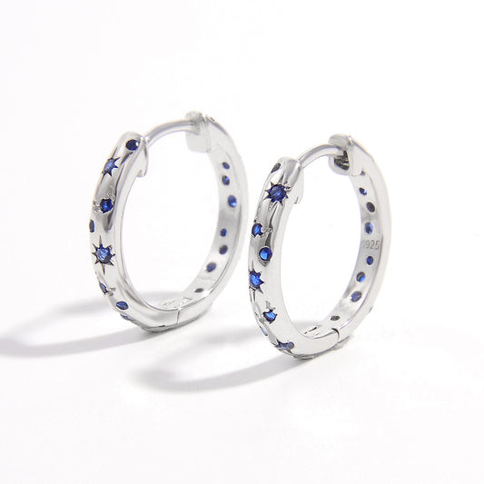 925 Sterling Silver Inlaid Zircon Huggie Earrings - The Daily Makeover