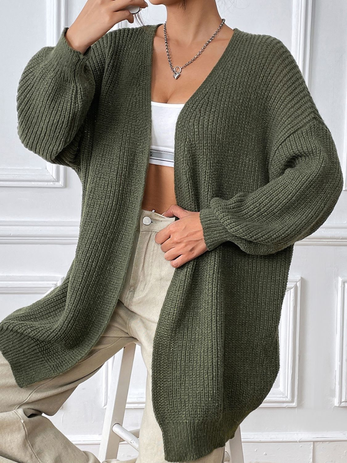 Open Front Long Sleeve Cardigan - The Daily Makeover