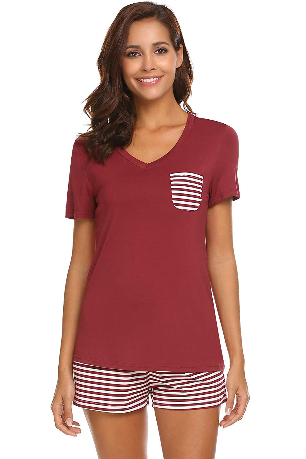 Striped Short Sleeve Top and Shorts Lounge Set - The Daily Makeover