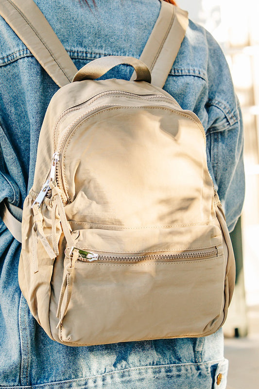 Fame Adjustable Strap Nylon Backpack Bag with Side Pockets - The Daily Makeover