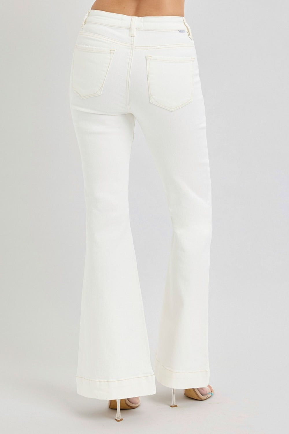 RISEN Full Size High Rise Front Patch Pocket Flare Jeans - The Daily Makeover