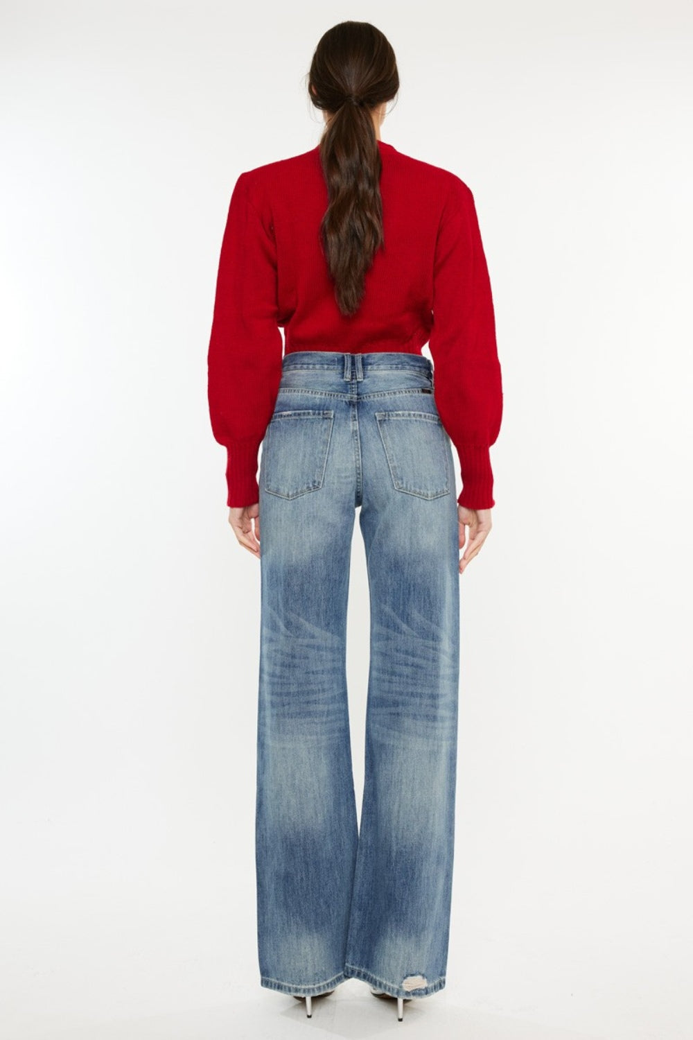 Kancan Distressed High Waist Bootcut Jeans - The Daily Makeover