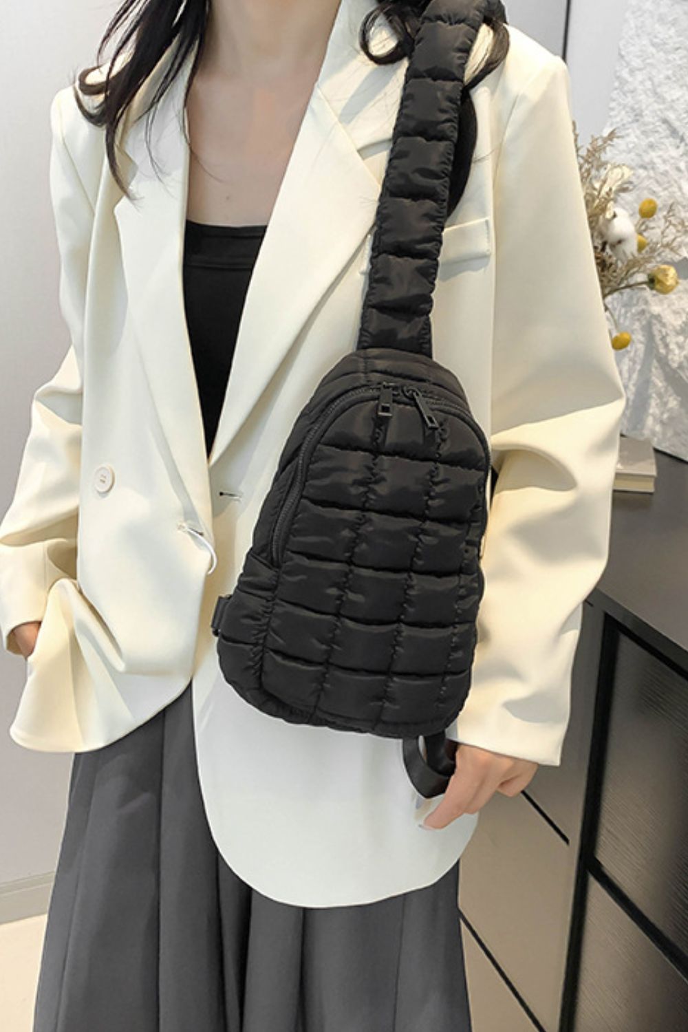 Quilted Nylon Crossbody Bag - The Daily Makeover