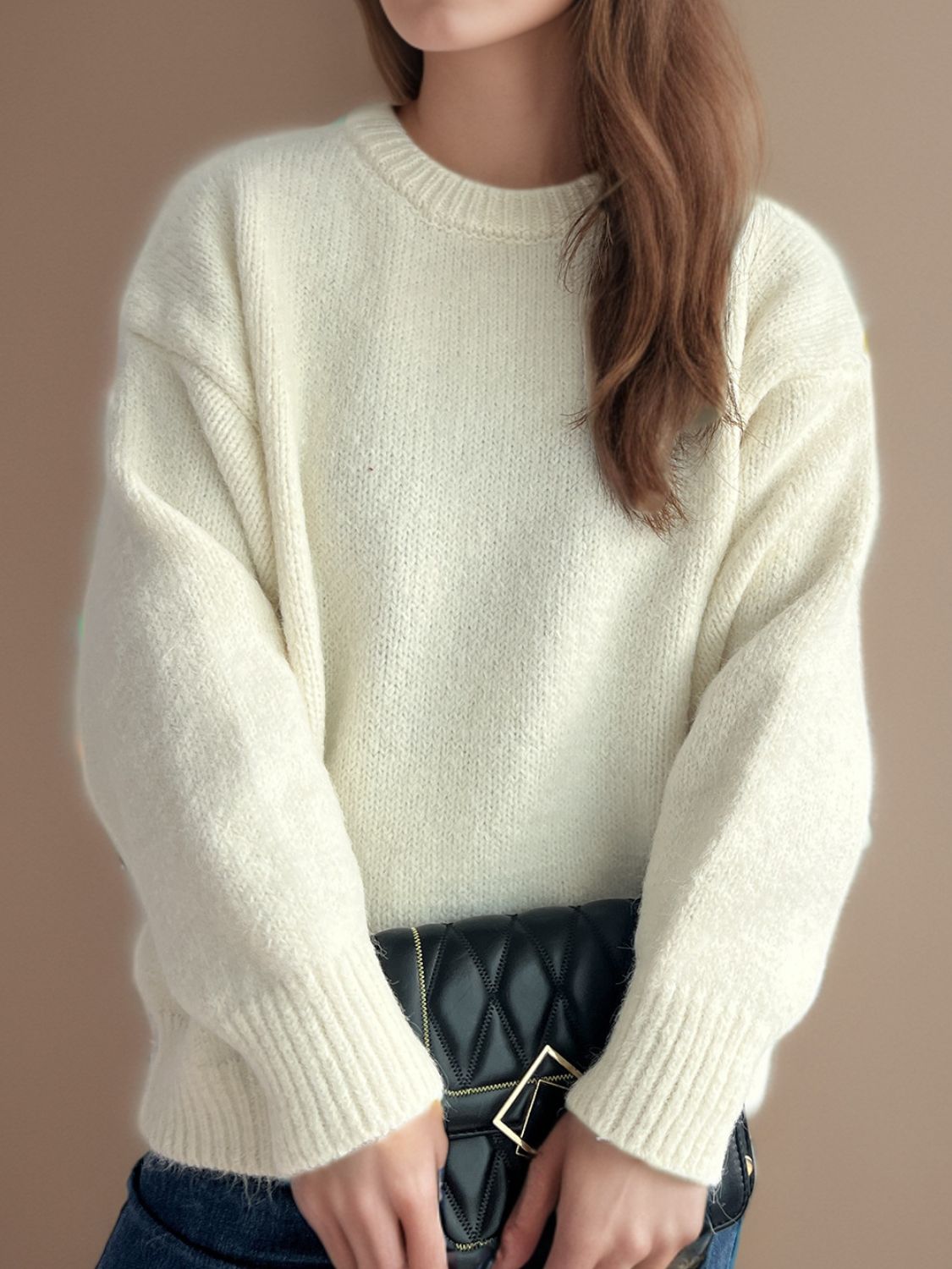 Round Neck Long Sleeve Sweater - The Daily Makeover