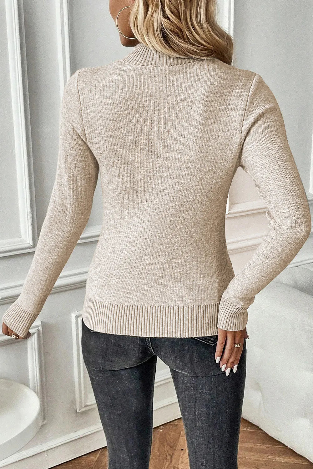 Mock Neck Long Sleeve Sweater - The Daily Makeover