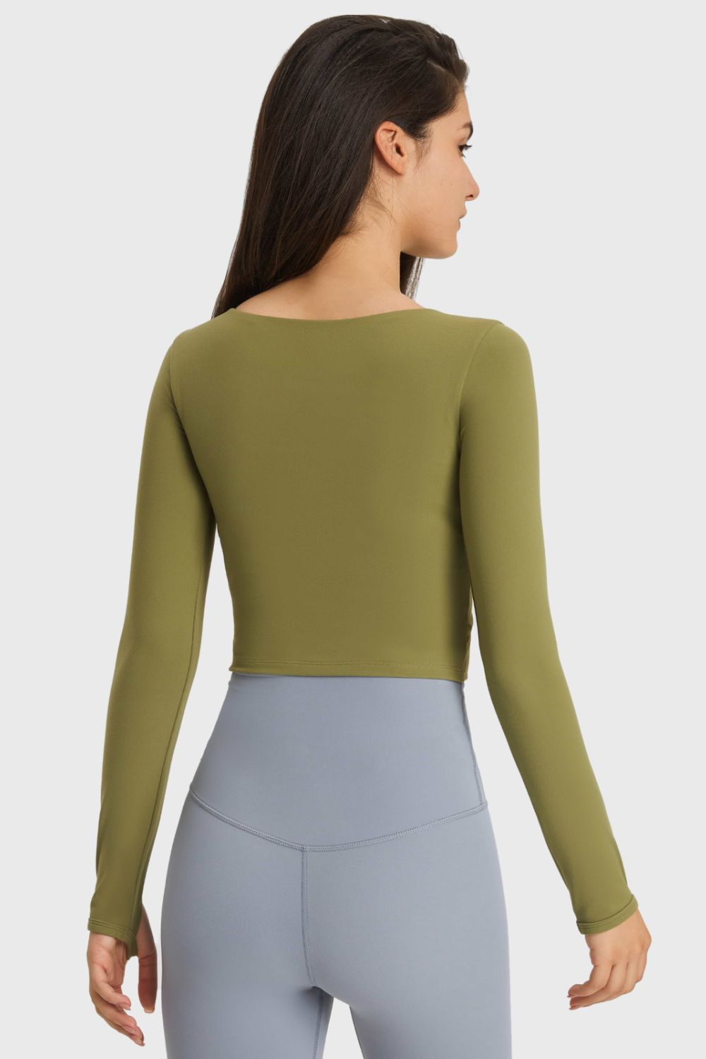 Cutout Long Sleeve Cropped Sports Top - The Daily Makeover