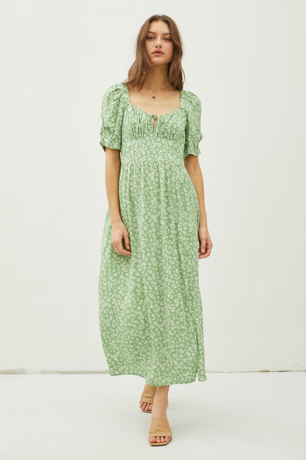 Be Cool Floral Smocked Back Slit Dress - The Daily Makeover
