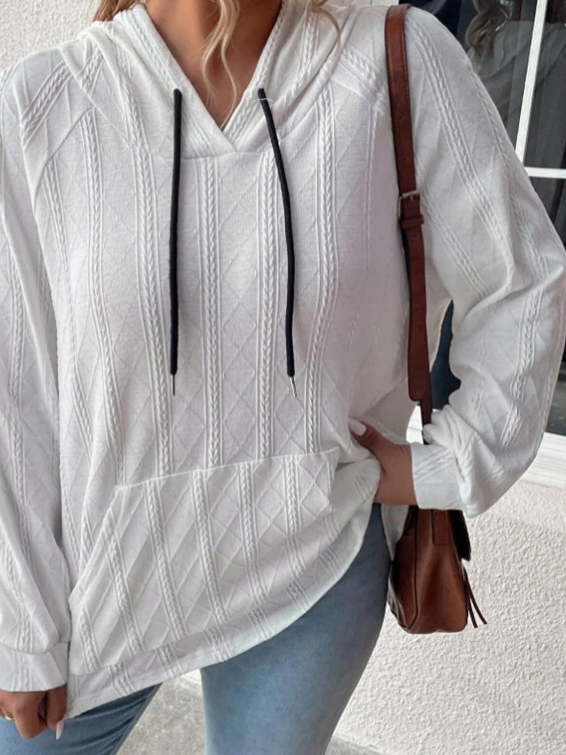 Full Size Drawstring Long Sleeve Hoodie - The Daily Makeover