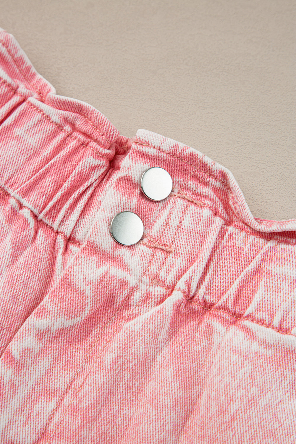 Dusty Pink Vintage Washed Frilled High Waist Denim Shorts - The Daily Makeover