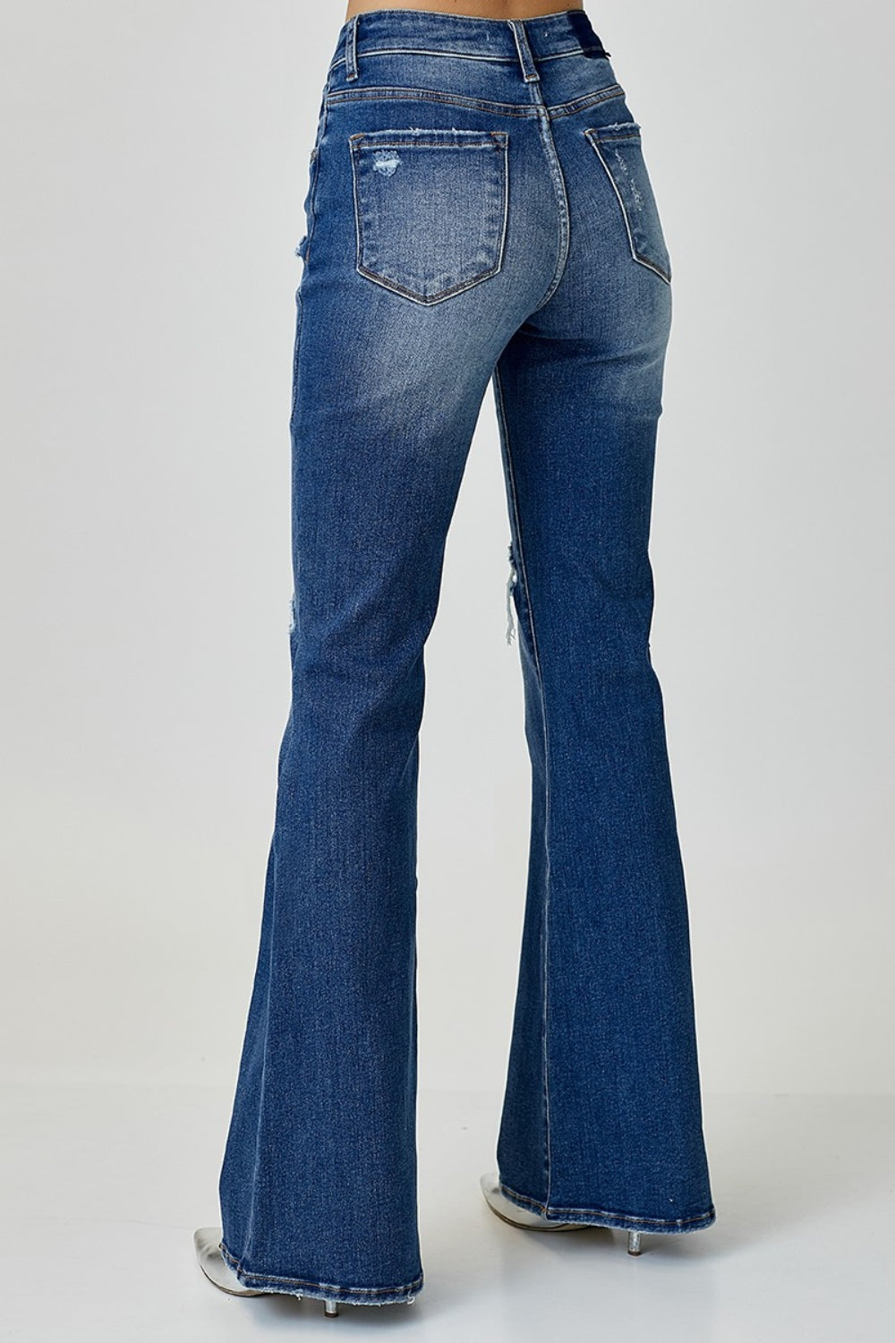 Distressed Button-Fly Flare Jeans - The Daily Makeover