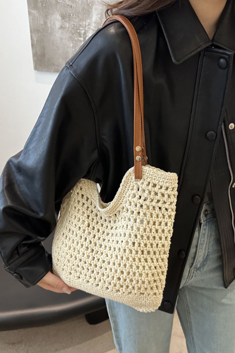 Openwork Woven Tote Bag - The Daily Makeover