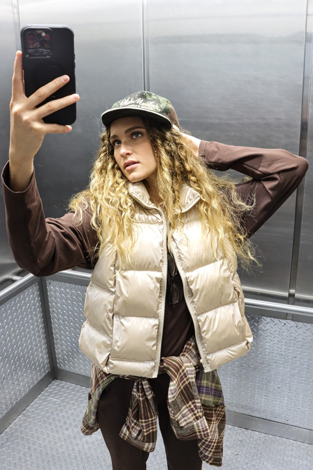 VERY J Shiny Metallic Zip Up Puffer Vest - The Daily Makeover