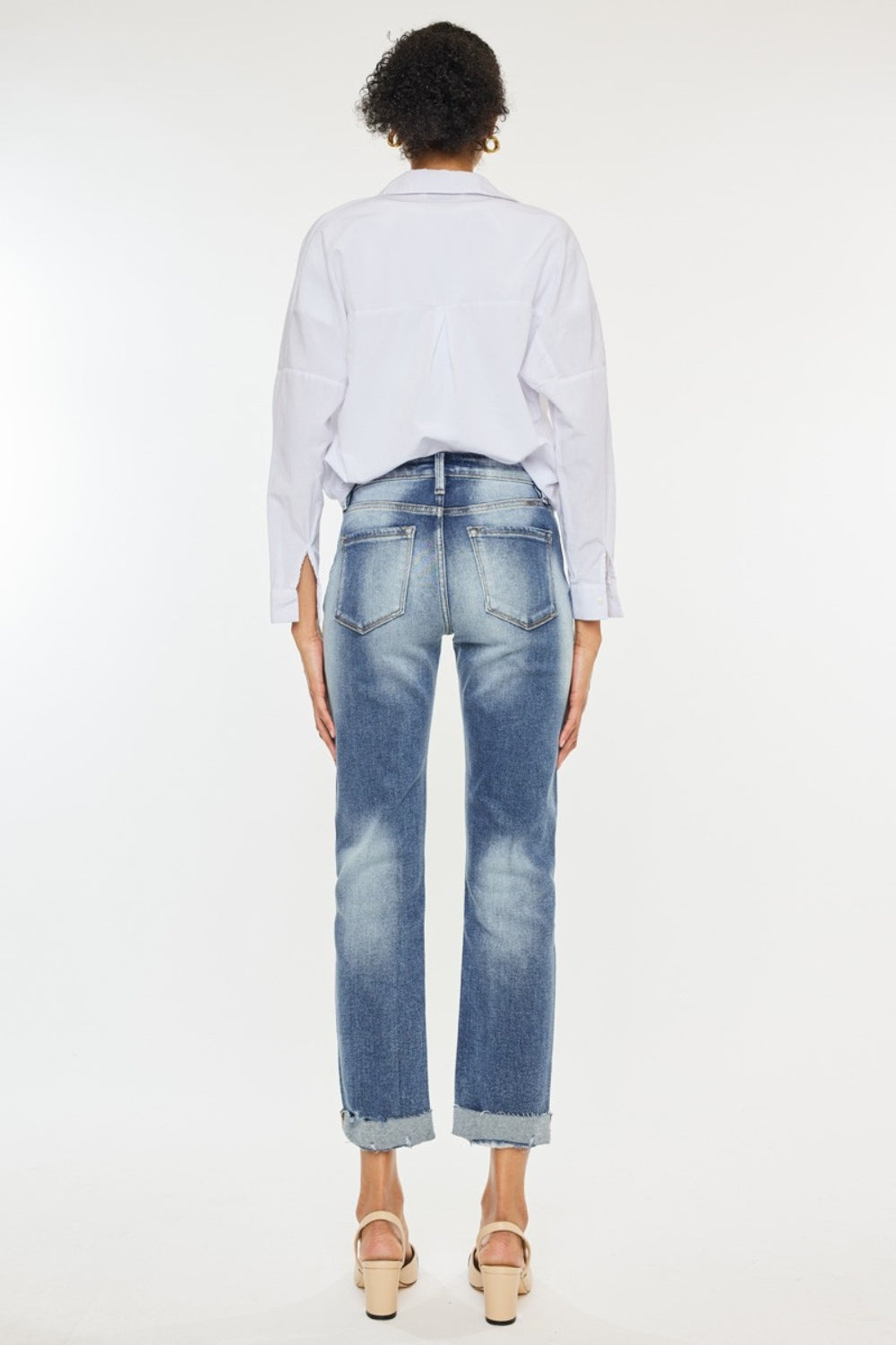 Kancan High Rise Cuffed Straight Jeans - The Daily Makeover
