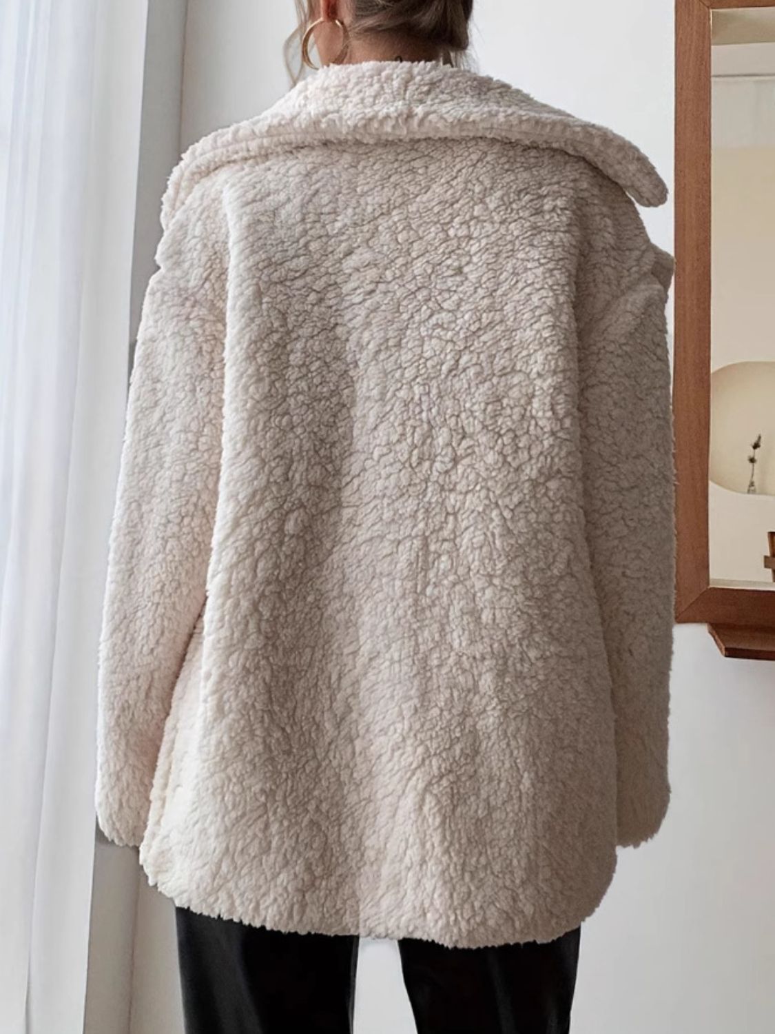 Fuzzy Open Front Long Sleeve Coat - The Daily Makeover