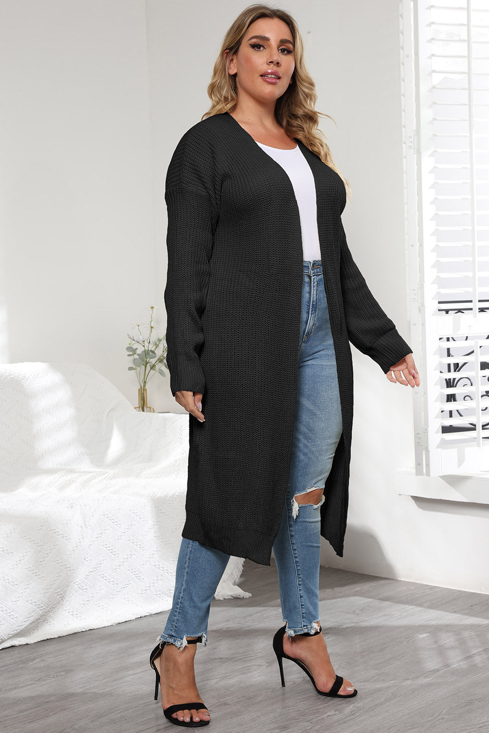 Plus Size Open Front Long Sleeve Cardigan - The Daily Makeover