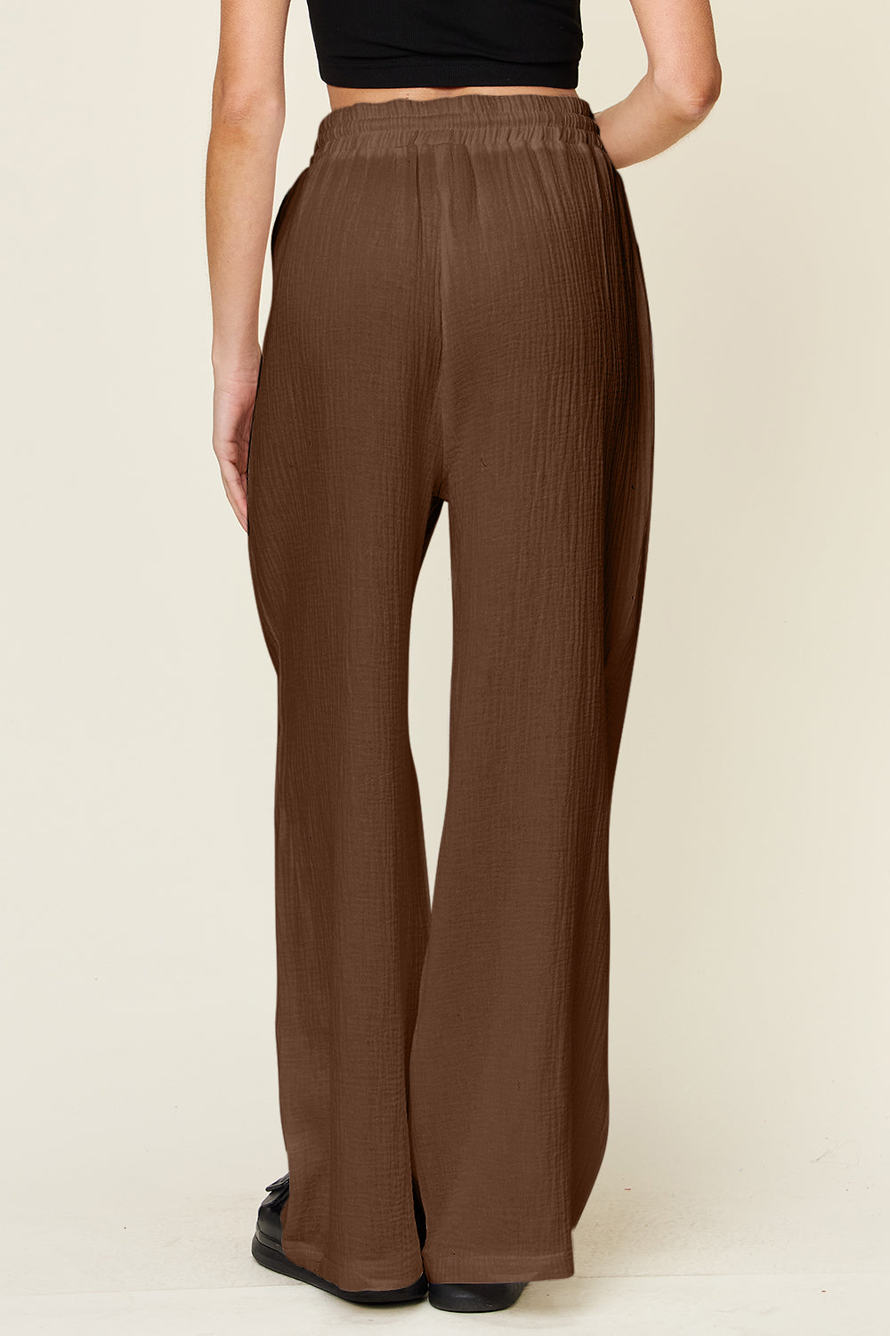 Double Take Full Size Texture Drawstring Wide Leg Pants - The Daily Makeover