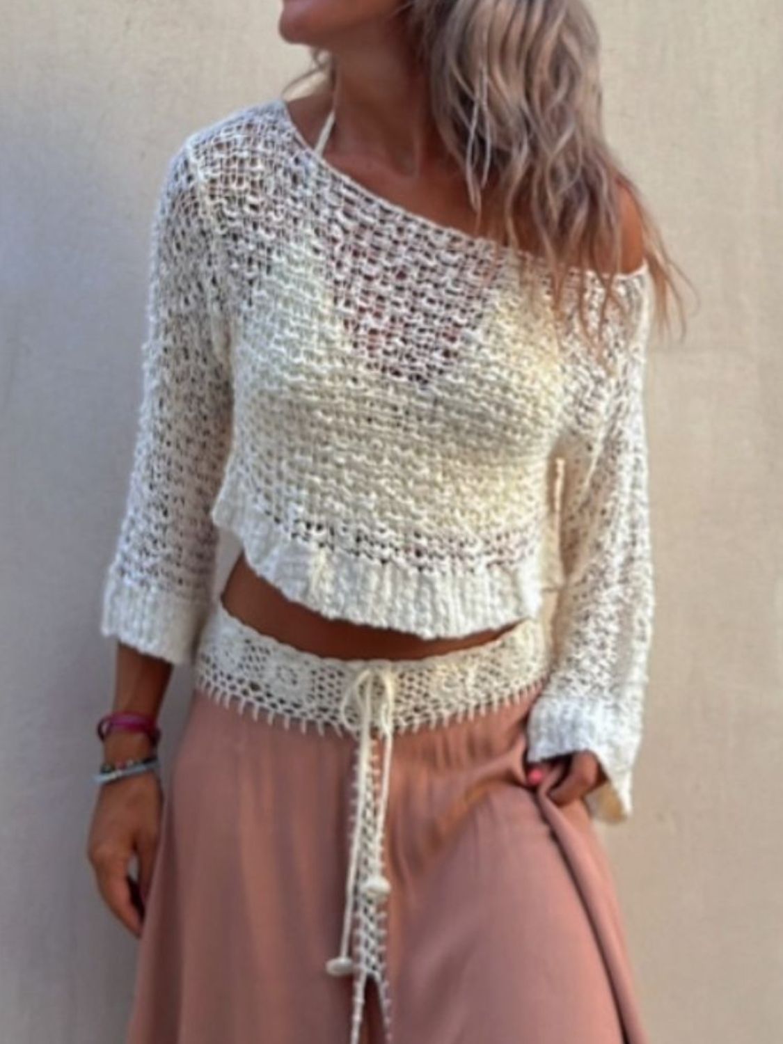 Round Neck Long Sleeve Knit Cover Up - The Daily Makeover
