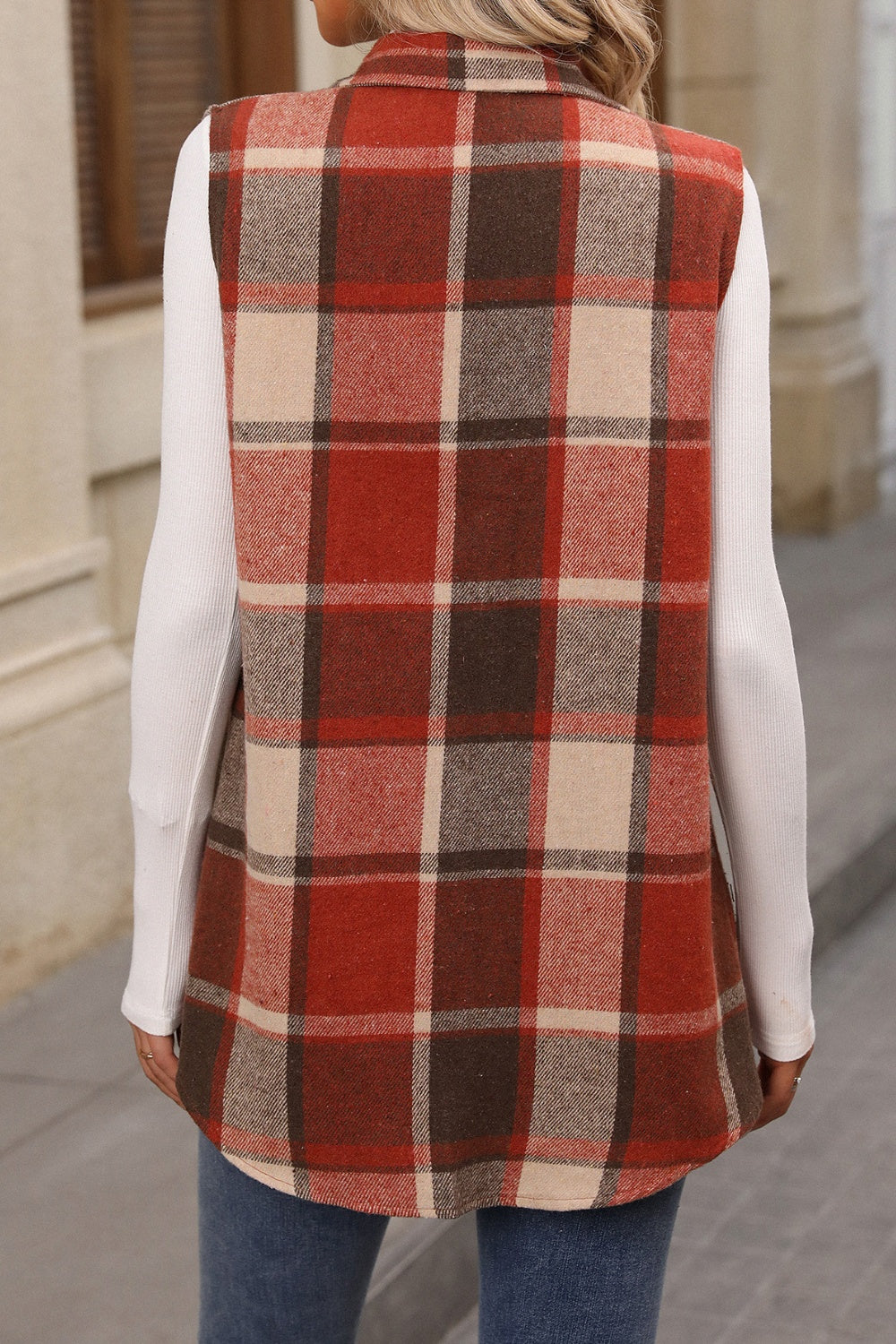 Plaid Button Up Vest Coat - The Daily Makeover