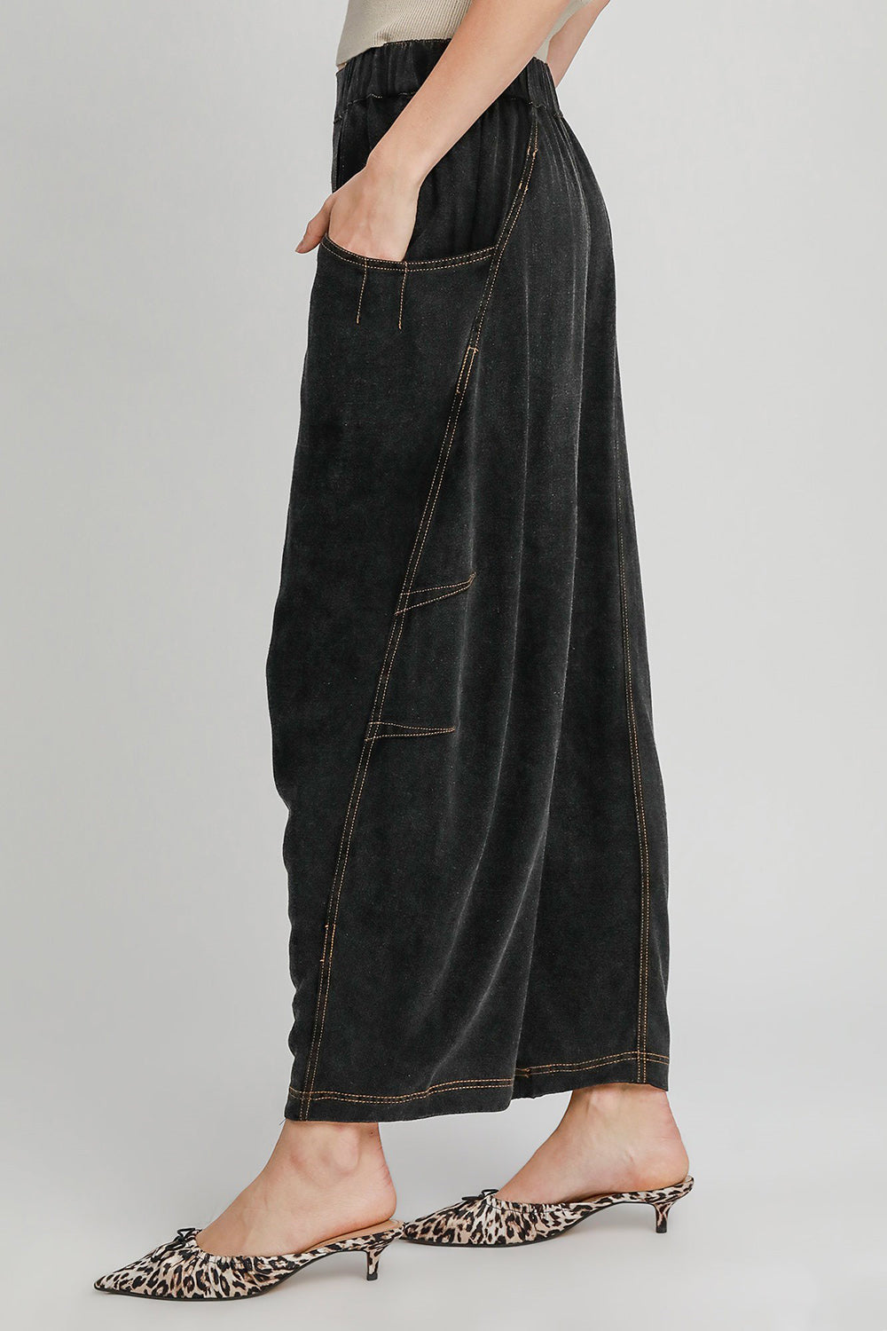 Umgee Elastic Waist Baggy Fit Pants with Pockets - The Daily Makeover