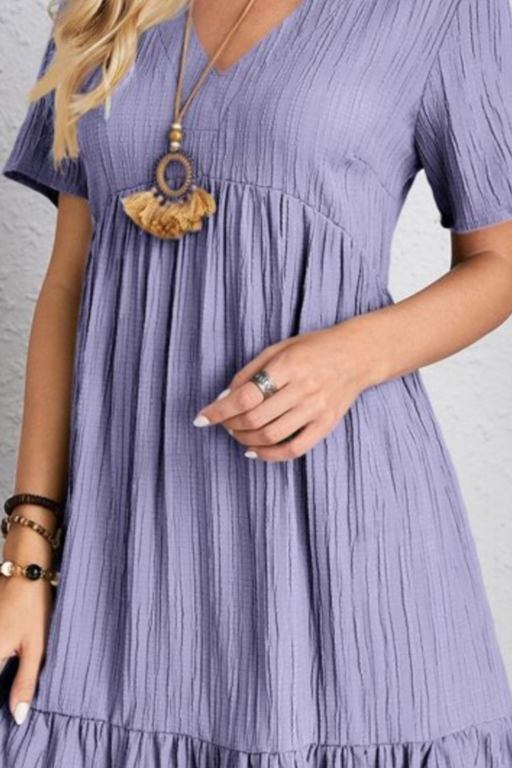 Full Size V-Neck Short Sleeve Dress - The Daily Makeover