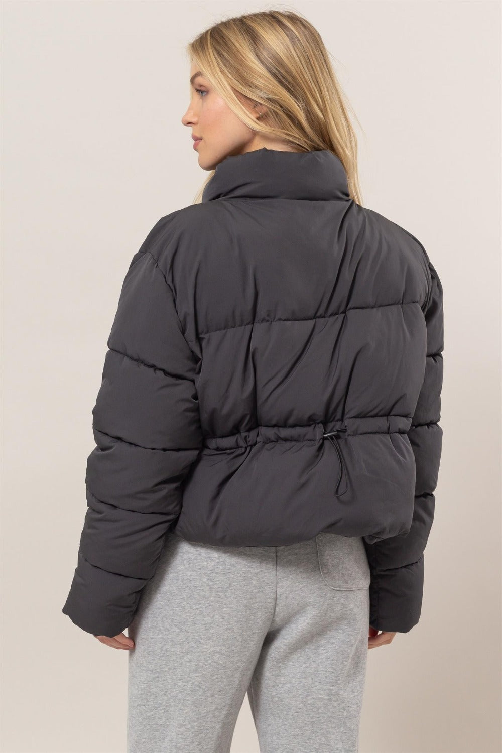 HYFVE Quilted Back Drawstring Puffer Jacket - The Daily Makeover